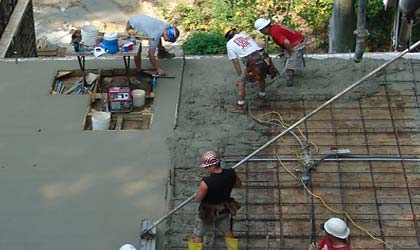 Large home deck concrete pour